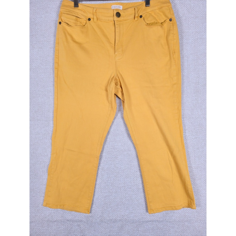 Coldwater Creek Womens Mustard Yellow Capri Pants Size 14 Stretch